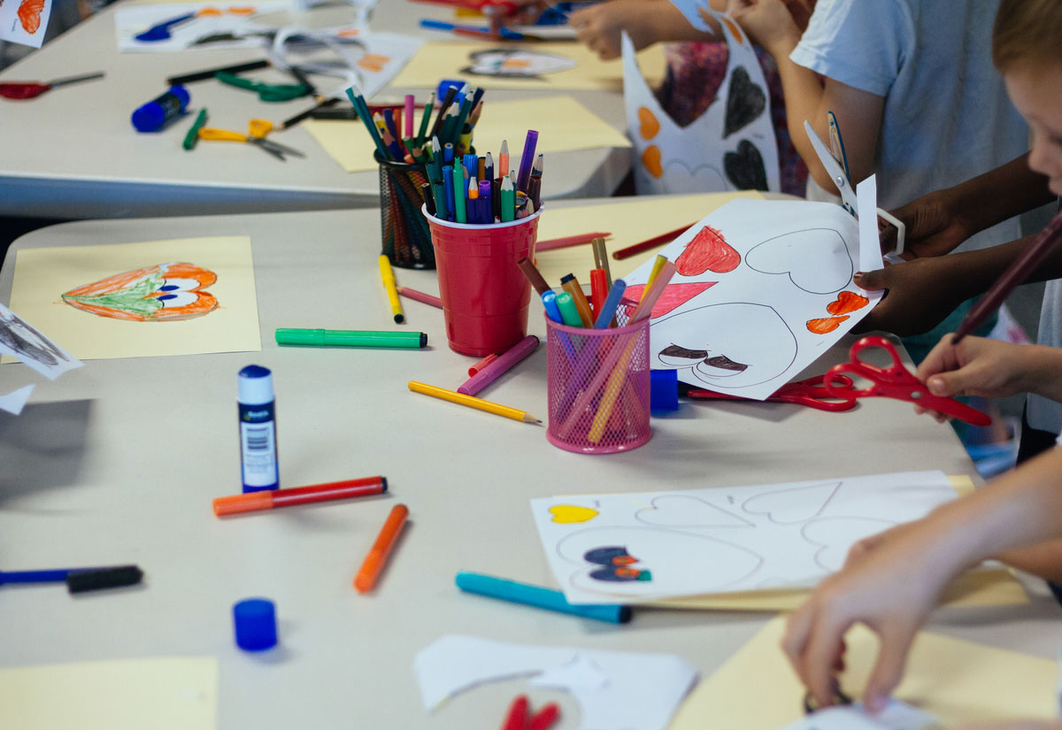 Children at Saxe Gotha's Children's Ministry coloring