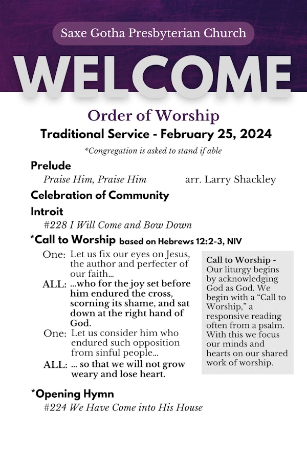 Order Of Worship 2 25 24