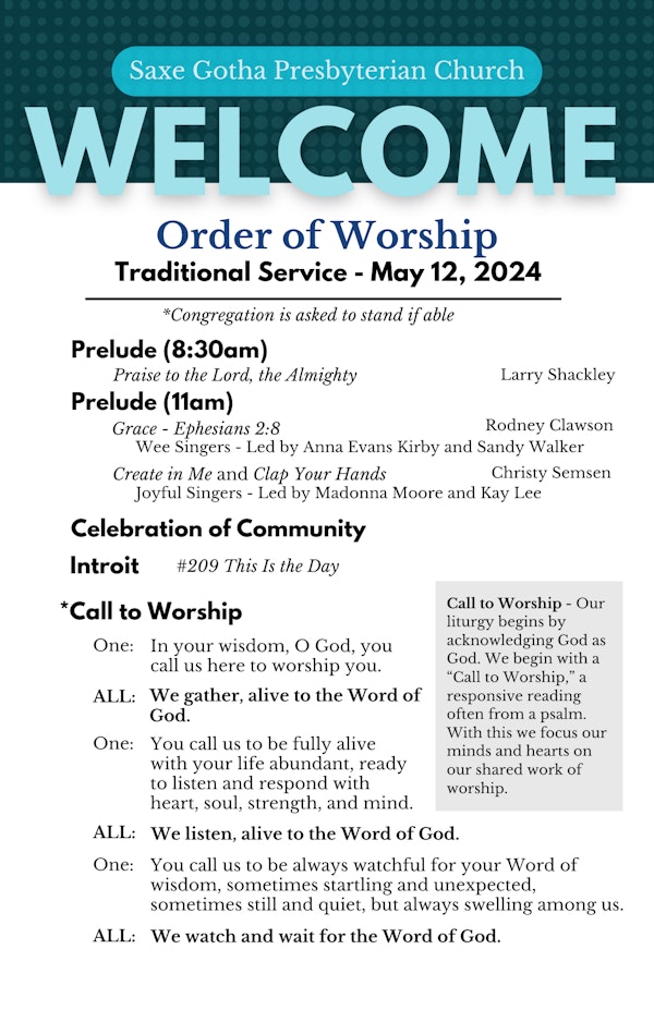 Order Of Worship 5 12 24