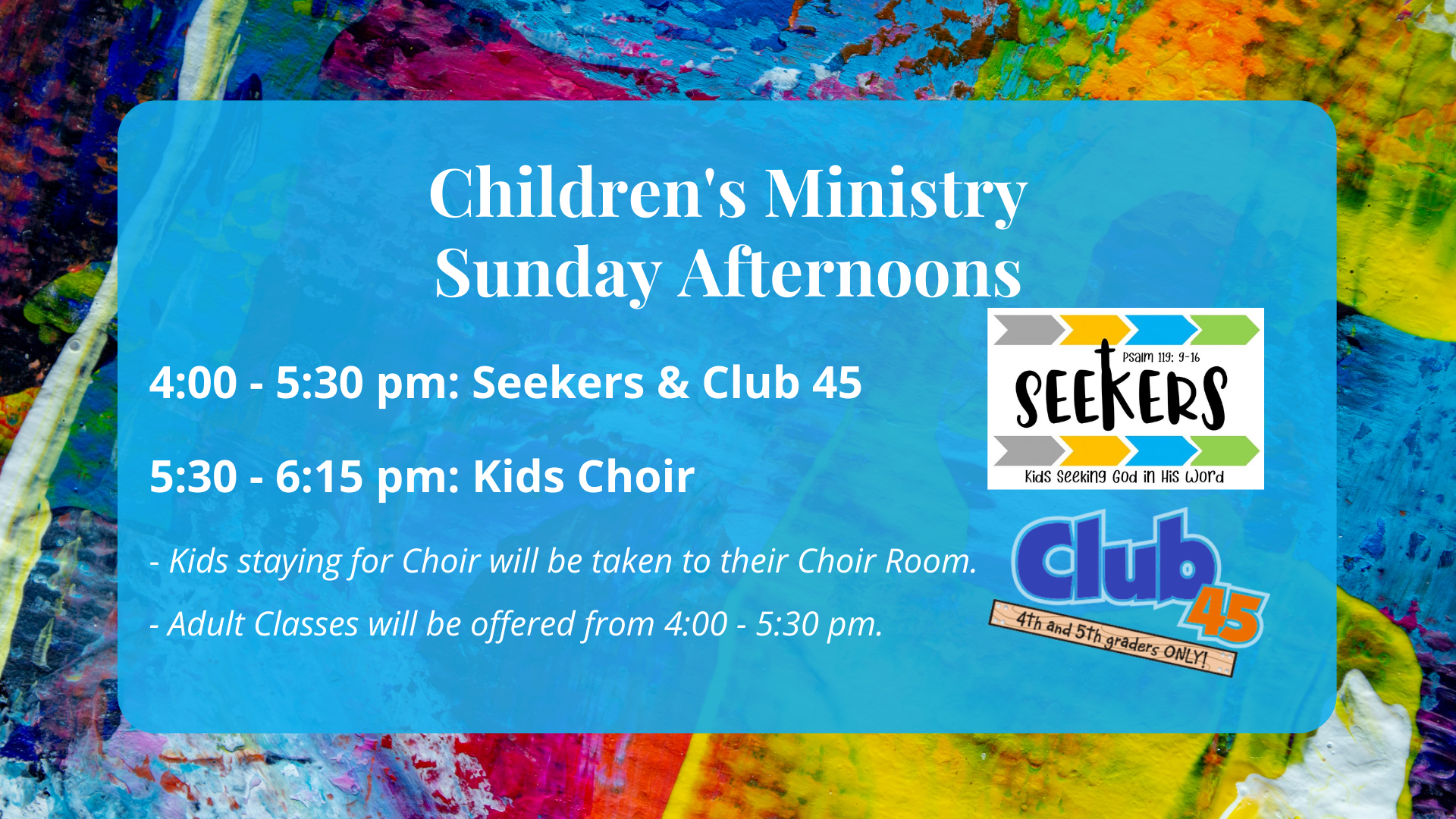 Kids Sunday Afternoons New Time