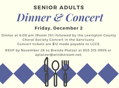 Senior Adults Dinner And Concert 12 22