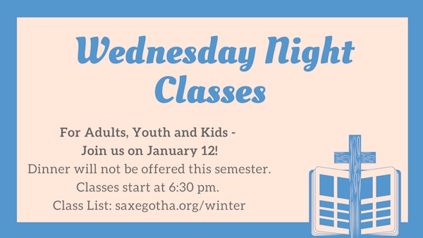 Wednesday Night Classes Winter 2022